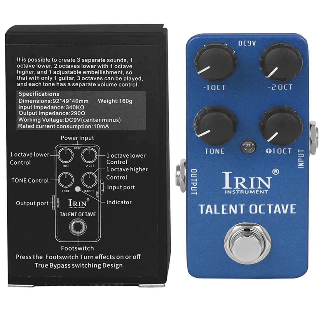 IRIN Talent Octave Effektpedal für E-Gitarre, 3 separate Sounds, Effekte, True Bypass-Pedale, RS-19 Gitarrenzubehörteile Image