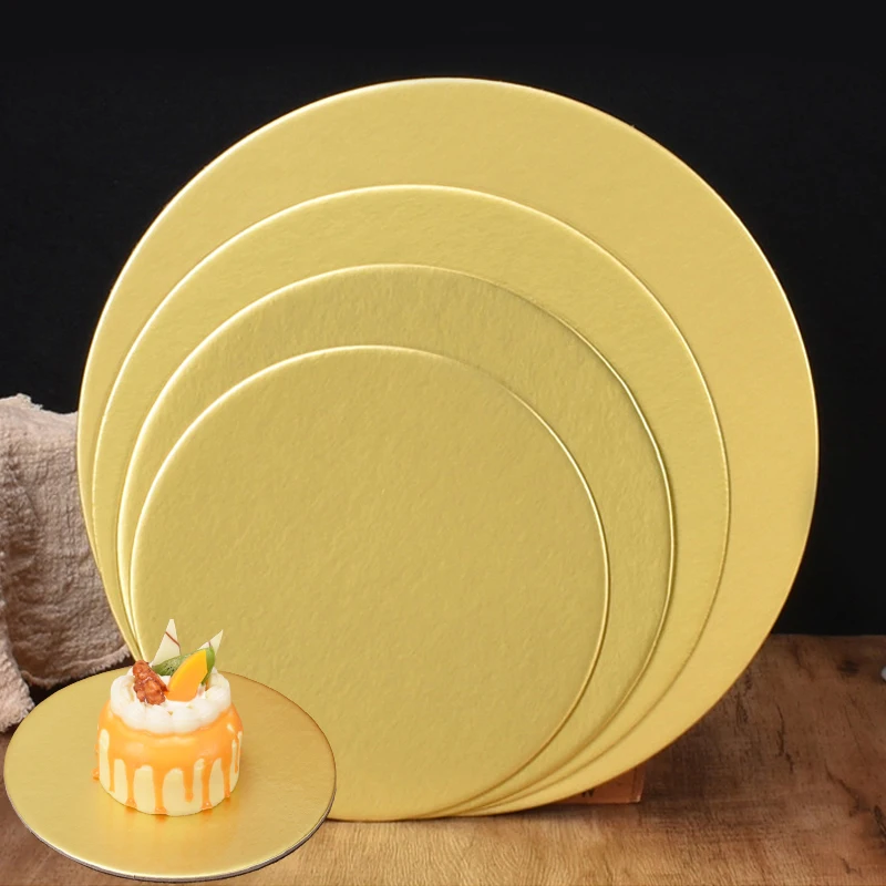 SHENHONG Goldene 10–40 cm Einweg-Kuchen-Kreis-Grundbretter, rund beschichtetes Cakeboard, Kuchenteller, Dekorationen, Gebäck, Displays, Tablett Image