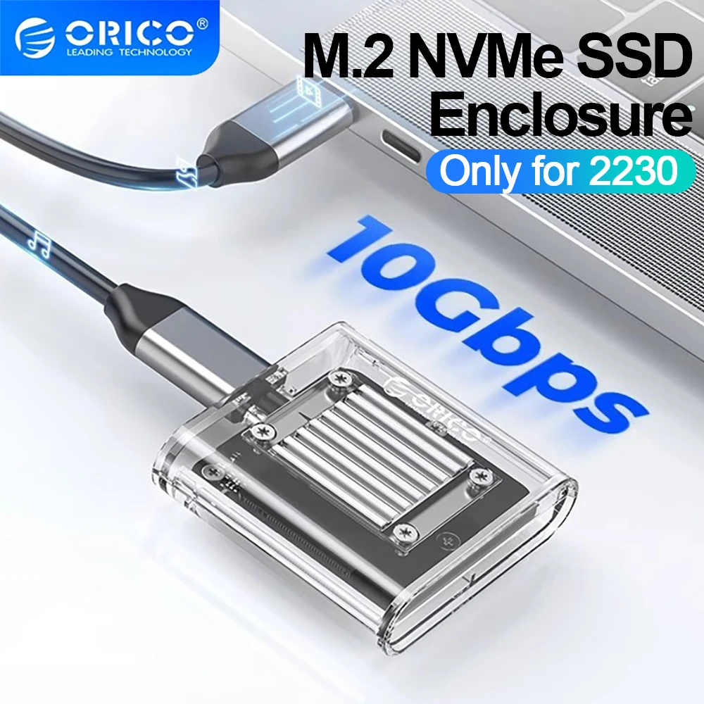ORICO 2230 M.2 SSD-Gehäuse NVMe-Gehäuse 10 Gbit/s M.2 auf USB Typ C Transparenter externer Adapter NVMe-Gehäuse für Laptop iPhone 15 Image
