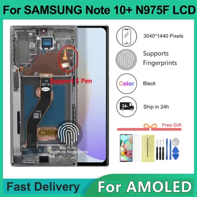 Amoled für Samsung Note 10 plus LCD-Display Touchscreen-Digitalis ierer ersetzen für Note 10 n975 n9750 mit Rahmen anzeige