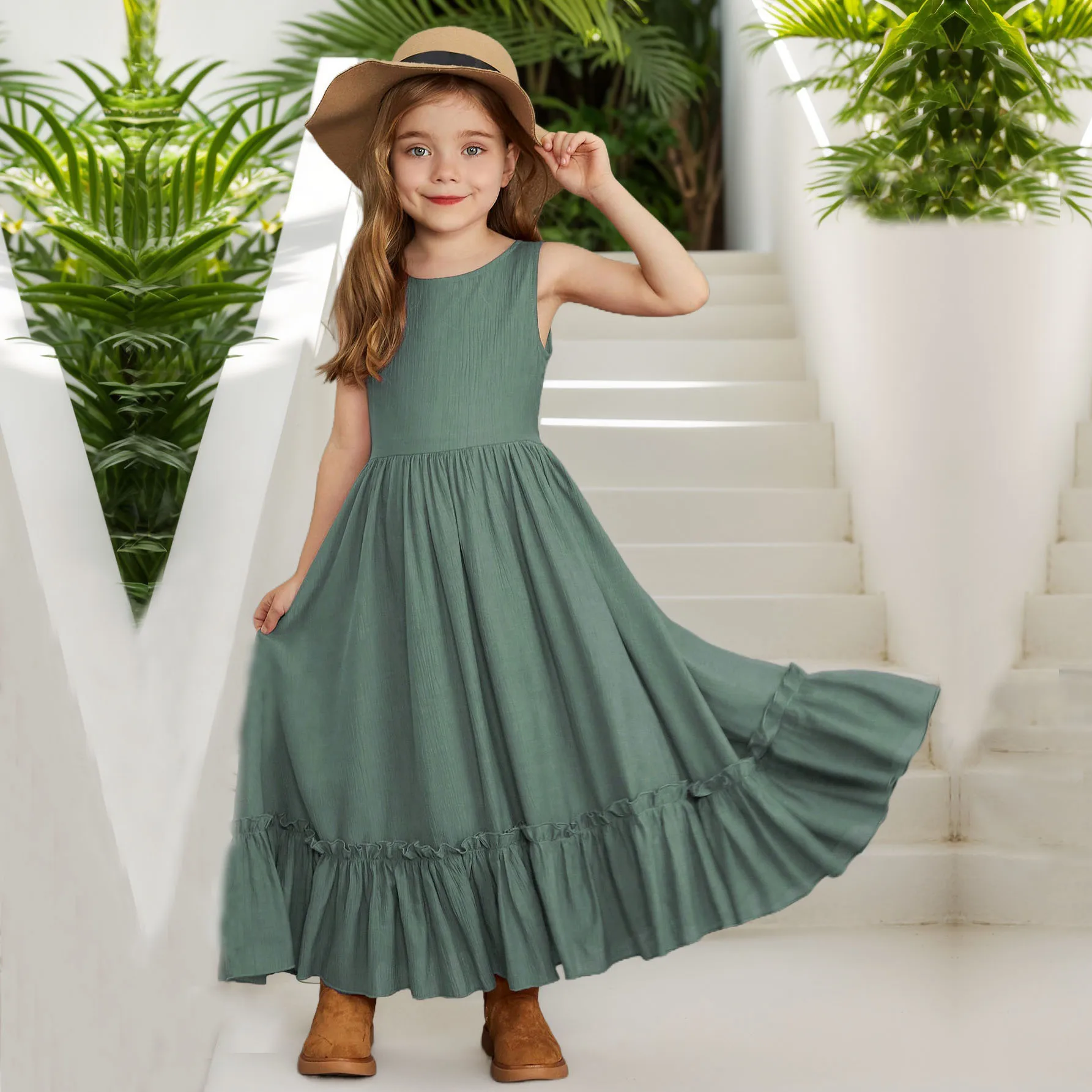 Prinzessin Mädchen Baumwolle Blumen boden lange Party kleid Teenager Baby Kinder Weihnachts kleider Kinder Kleidung für 4 6 7 8 10 12y Image