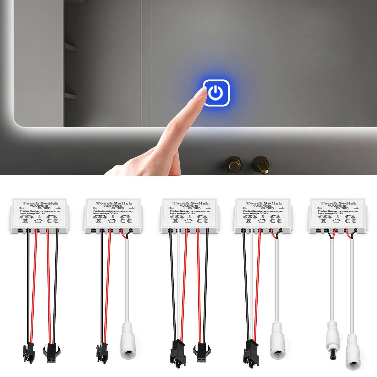 12V 5A Make-Up Spiegel LED Licht Schalter Kapazitive Touch Sensor Control Schalter Für Spiegel Licht Hintergrundbeleuchtung Dekoration