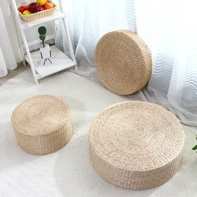 Japanische Stroh Hocker Sitzmatte Meditation Home Decor Kissen Buchweizen Boden Yoga Sitzkissen Image