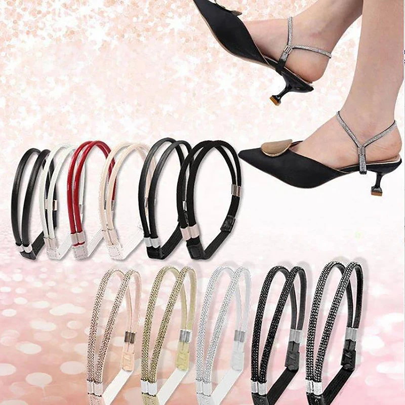 High Heels Schuh Anti-Drop Ferse Diamant bänder Band Drill Anti-Loose für Frauen verstellbare elastische Befestigung Schnürsenkel Schuh dekoration Image