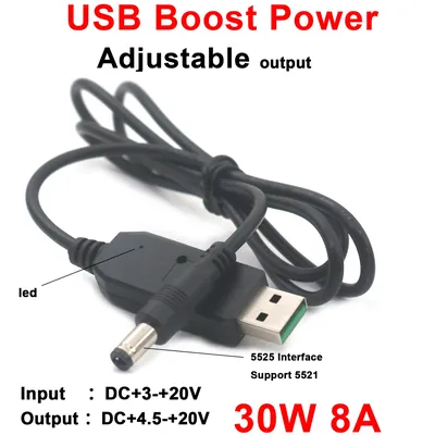 30w 8a USB-Boost-Kabel Gleichstrom-Ladekabel 5V bis 9V 12V 15V 19V Booster-Konverter Power Bank Image