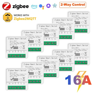 Zigbee2MQTT Zigbee3.0 Mini Light Smart DIY Switch 2Way 16A Modulsteuerung Smart Relay Automation Breaker Funktioniert mit Google Home