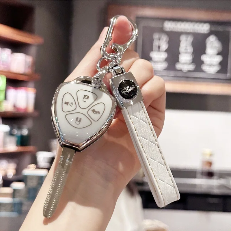 Weiche TPU Auto Schlüssel anhänger Abdeckung mit Schlüssel bund für Toyota 2014-2018 Venza Camry 2009 2016 2009 2010 Corolla 2011-2016 4 Knöpfe Image