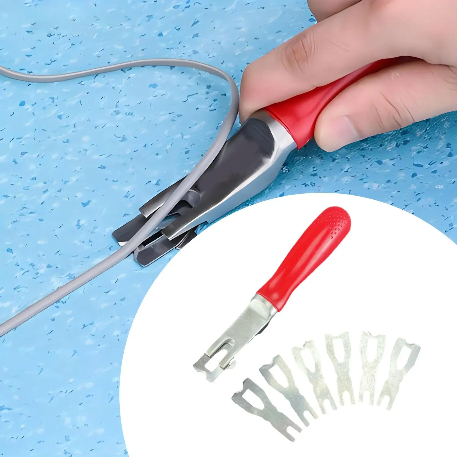 PVC-Werkzeugset zum Schweißen von Bodenbelägen, langlebiger Schaber, Bodenteppich, vielseitiger Trimmer, einfach zu verwendendes Kunststoffdraht-Nivelliergerät zum Schälen Image