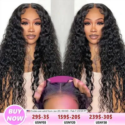 Wear Go 6x4 5x5 Glueless Wigs Human Hair Pre Plucked Pre Cut Closure Wig Deep Wave Lace Front Wigs