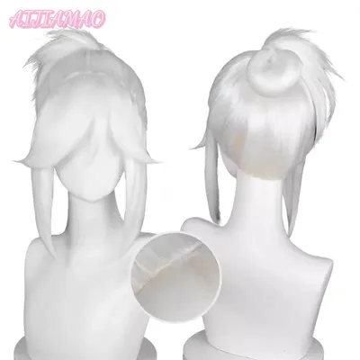 Valorant Jett Cosplay Wig 35cm Short Pure White Wig Cosplay Anime Cosplay Wigs Heat Resistant Synthetic Wigs Halloween