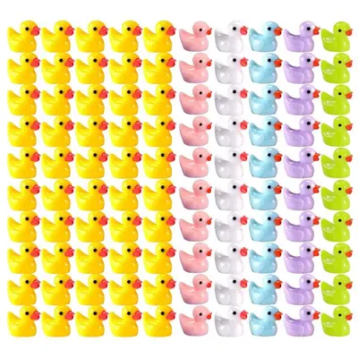 100 Pcs Mini Ducks Realistic Shape Tiny Multicolor Ducks Ornament Small Fairy Miniature Garden