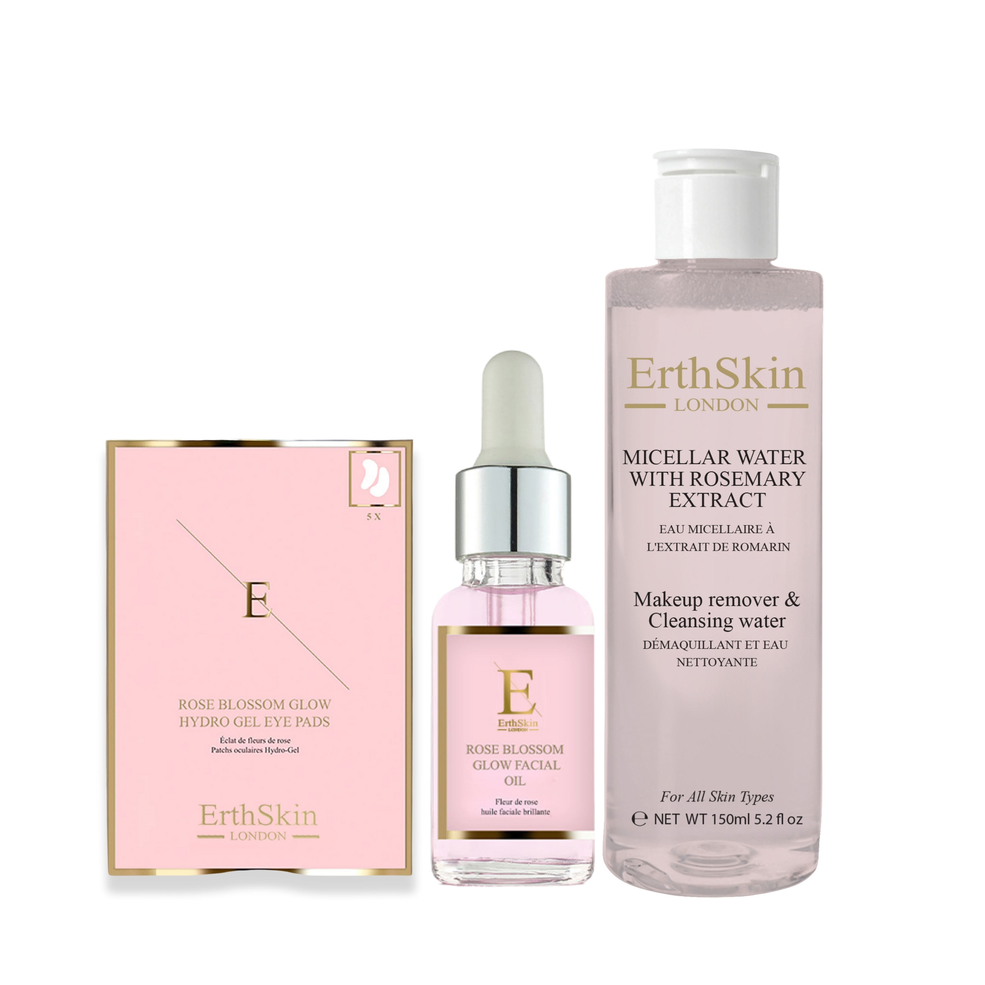 Mizellenwasser mit Rosmarin-Extrakt 150ml + PINK FLOWER GLOSS FACE GOOD OIL 30ML + PINK FLOWER GLOSS HYDRO-GEL EYE PADS 5 X 2 Image