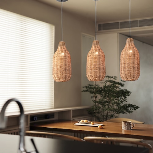 Led anhänger licht japanischen rattan esszimmer wabi-sabi ratten wohnkultur anhänger licht für küche Image