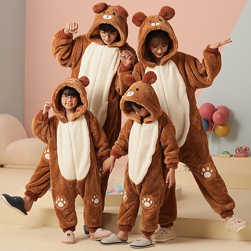 Teddybär Partykostüm Kostüm Familie Weihnachten Pyjamas Kigurumi-Pyjamas Herren Damen Jungen Mädchen Einteiler Kinder Erwachsene Halloween Karneval Maskerade Party Party Abend Einteiler
