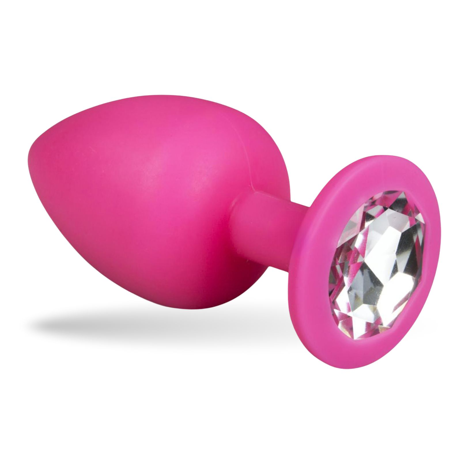 Easytoys - plug anale in silicone rosa con pietra decorativa piccolo 1