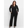 Jumpsuit SHEEGO BY JOE BROWNS "Große Größen", Damen, Gr. 58, Normalgrößen, schwarz, Obermaterial: 70% Viskose, 26% Polyamid, 4% Elasthan, unifarben, feminin, figurumspielend lang, V-Ausschnitt, Langarm, Overalls, mit Bindegürtel und Reißverschluss vorn