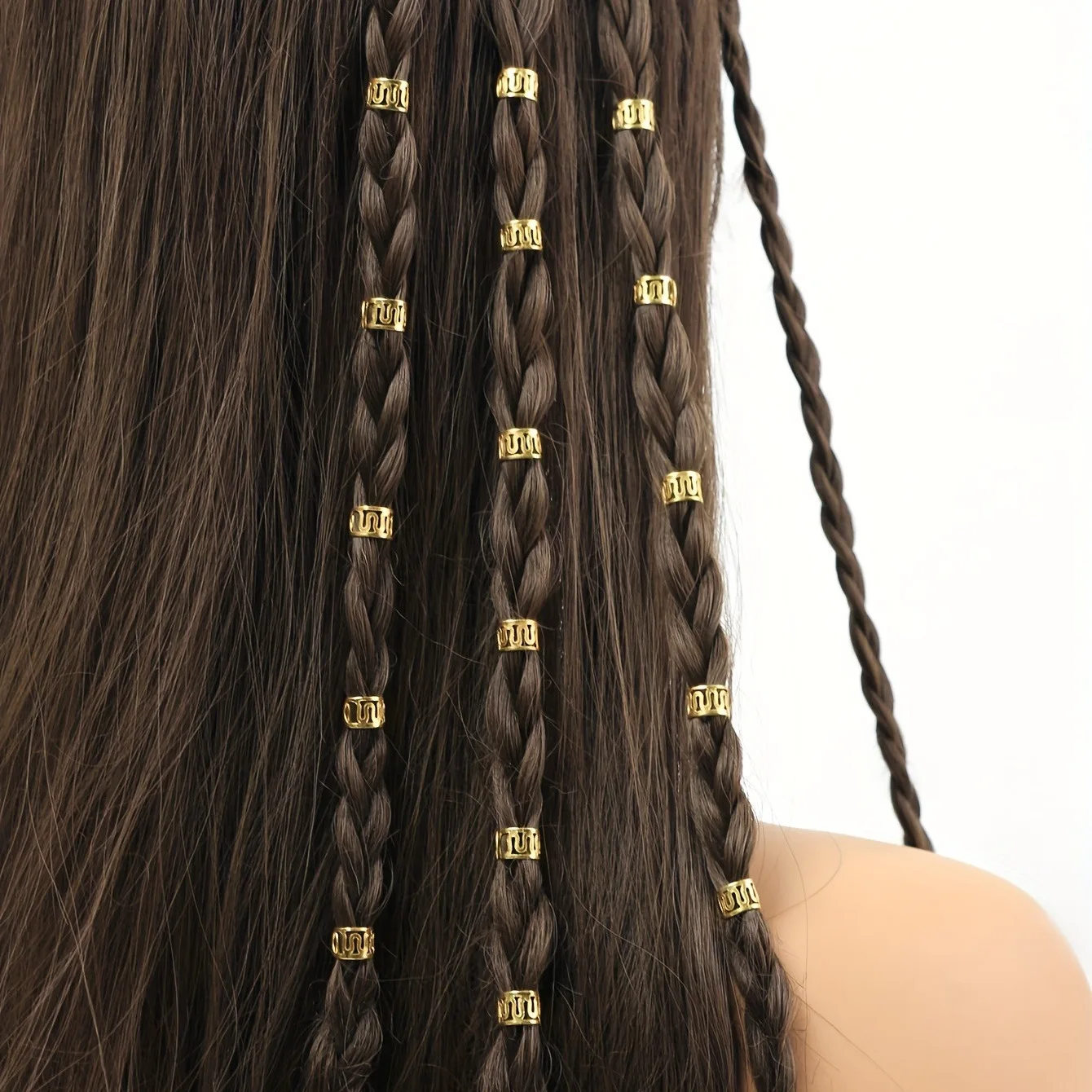 40 stücke gewellter hohler Legierung haarring für Punk-Haarring für Dread lock Frauen Mädchen Haarstyling-Nadel, geeignet für den täglichen Gebrauch Image