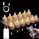 6/12Pcs candela a LED luce Timer ricaricabile candela luce lampeggiante senza fiamma lampada a candela luci da tè con tazze nere per la decorazione domestica candela lampada