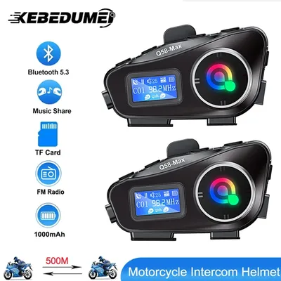 Kebidumei Bluetooth Motorrad Intercom Helm Headset 500m drahtlose Kommunikation Inter phone Musik teilen wasserdichten Kopfhörer Image