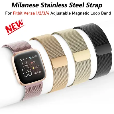 Milanese Strap for Fitbit Versa 1/2/3/4 Band Replacement Wristband Metal Stainless Steel Magnetic