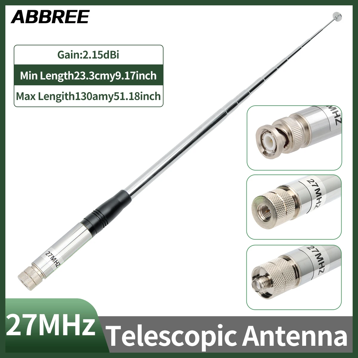 ABBREE Walkie Talkie SMA-Buchse/Stecker Antenne 27 MHz CB Teleskopantenne für Baofeng UV-5R BF-888S UV 17 21 PRO Quansheng UV-K5 Image