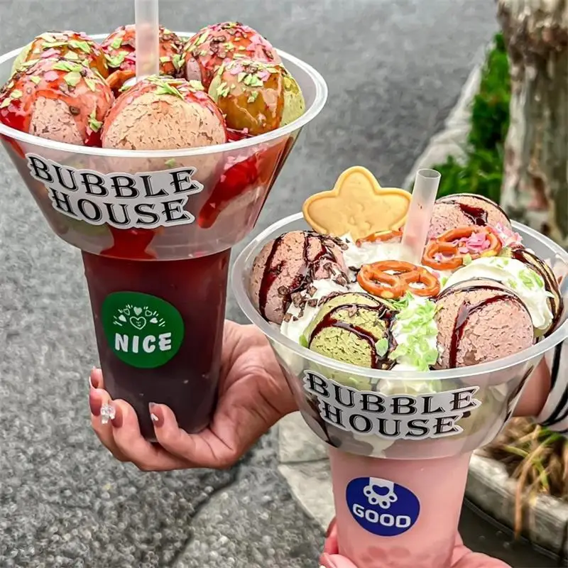 2PCS 2In1 Trinken Snack Tasse Schüssel Blase Milch Tee Obst Tragbare Tassen Stadion Tumbler Desserts Fondue Cola Wasser flasche Erwachsene Kinder