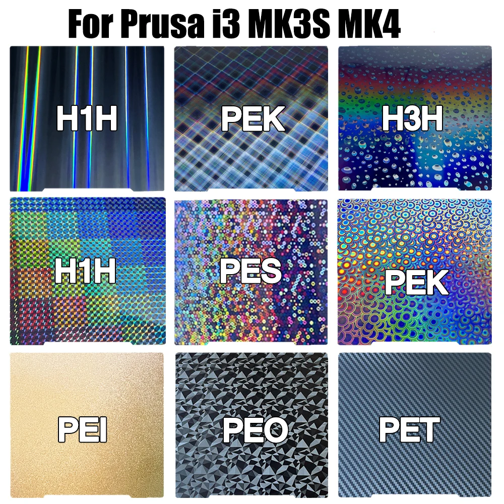 Bauplatte für Prusa i3 MK3S Pei PEO PET-Blatt MK4 Heizbett Federstahlblech PEI mk3 Platte H1H PEY für Prusa i3 MK2.5S MK3S+ Image
