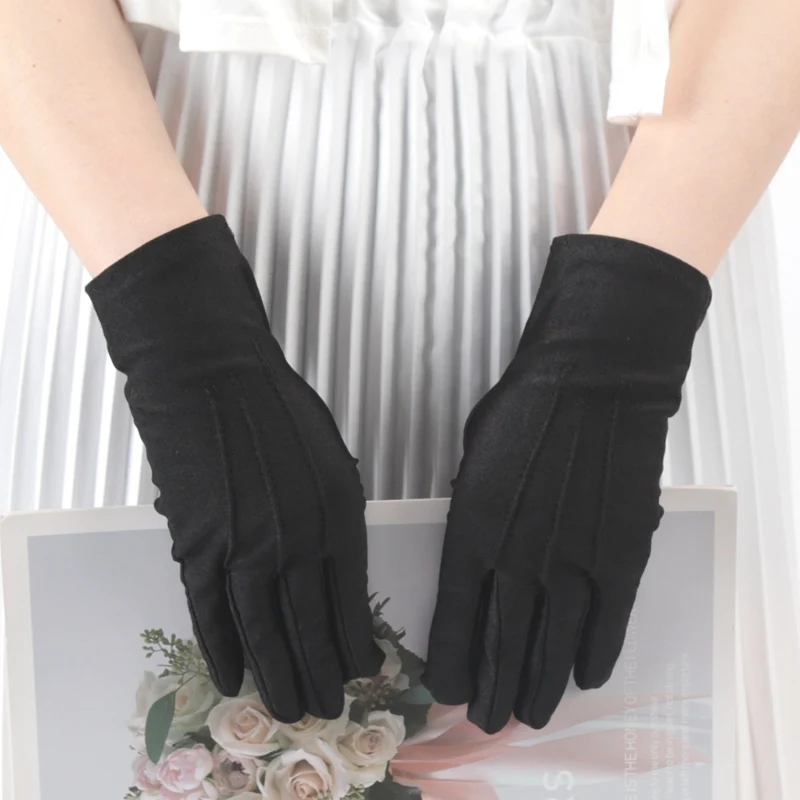 Elastische schwarz-weiße formelle Handschuhe Honor Guard Handschuhe Guard Santa Männer Frauen Inspektion Fäustlinge Arbeit Fahren Schmuck Butler Handschuhe Image