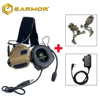 EARMOR M32 MOD4 Schieß-Ohrenschützer, taktisches Headset mit Geräuschunterdrückung und Helm, ARC-Schienenadapter mit Kenwood PTT-Adapter Image