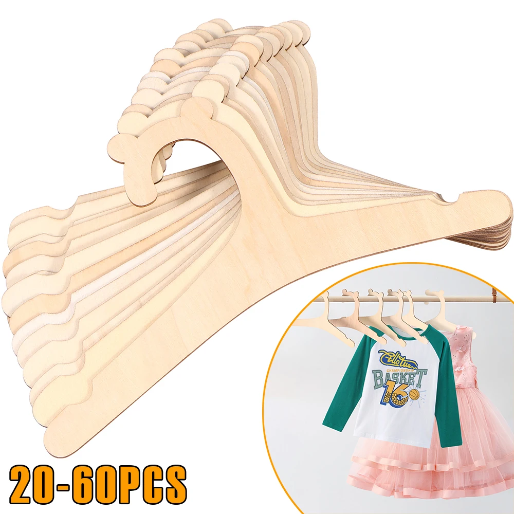 20–60 Stück Baby-Kleiderständer aus Holz, 9 Zoll, glatte Kleinkind-Kleiderbügel, niedlicher Bär, kreative Kleiderbügel für Neugeborene, Mehrfach-Schrank-Kleiderbügel, Dekor