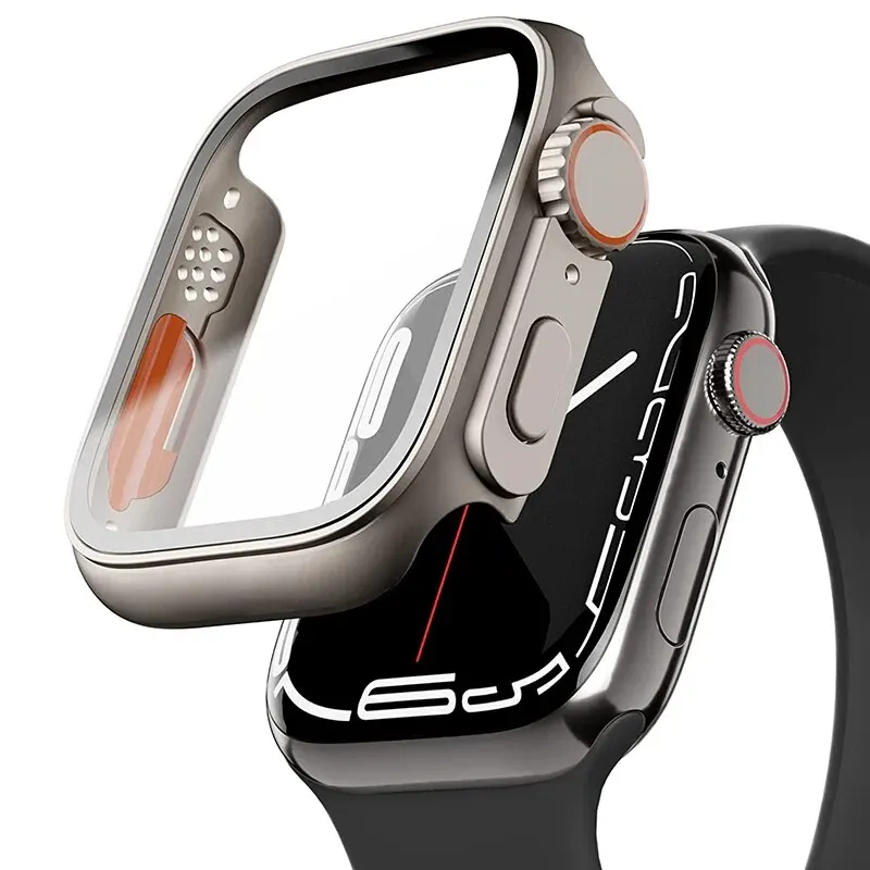 Für Apple Uhrengehäuse 45mm 41mm 44mm 40mm Displays chutz abdeckung Wechsel Ultra Stoßstange für iwatch Serie 9 8 7 se 6 4 pc feste Abdeckung Image