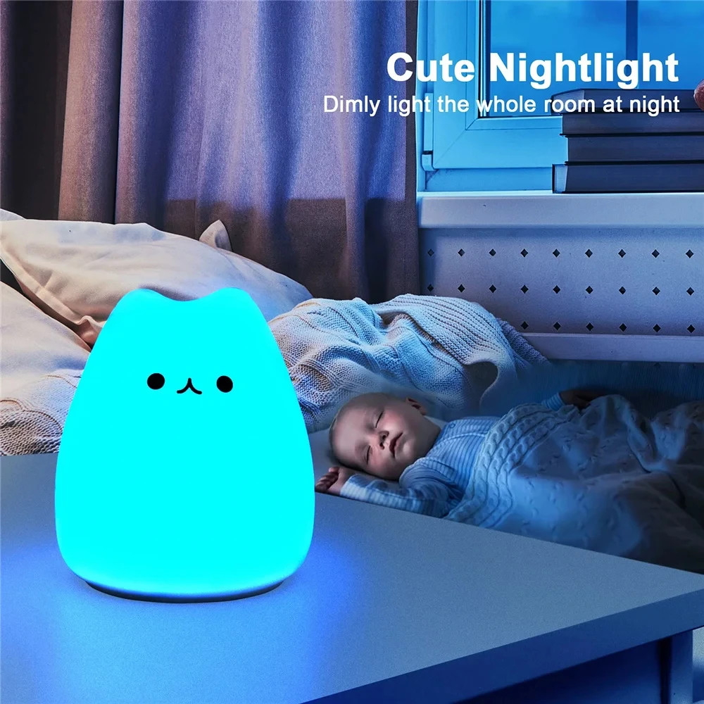 Katzen lampe niedliche Nachtlicht geschenke für Frauen Teen Mädchen Baby Nachtlichter für Kinderzimmer Silikon Nachtlicht für Kinder Kleinkind