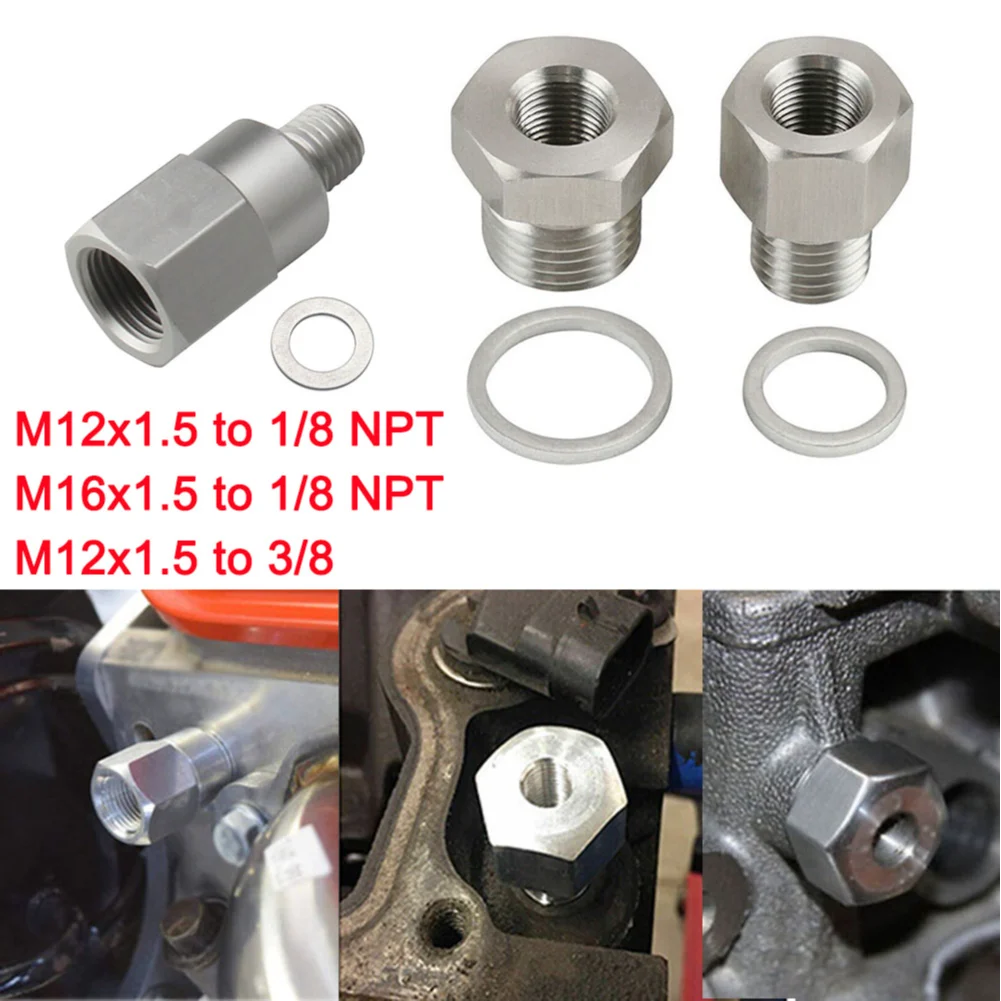1 STÜCK M12x1,5 auf 3/8 Öldrucksensor-Adaptersatz Passend für LS-Serie Motor-Swap-Stecker auf NPT-Buchse Edelstahl-Autozubehör Image