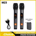 Sistema microfonico wireless M23 UHF a 2 canali con ricevitore ricaricabile Microfono portatile senza fili per Karaoke Church Party DJ