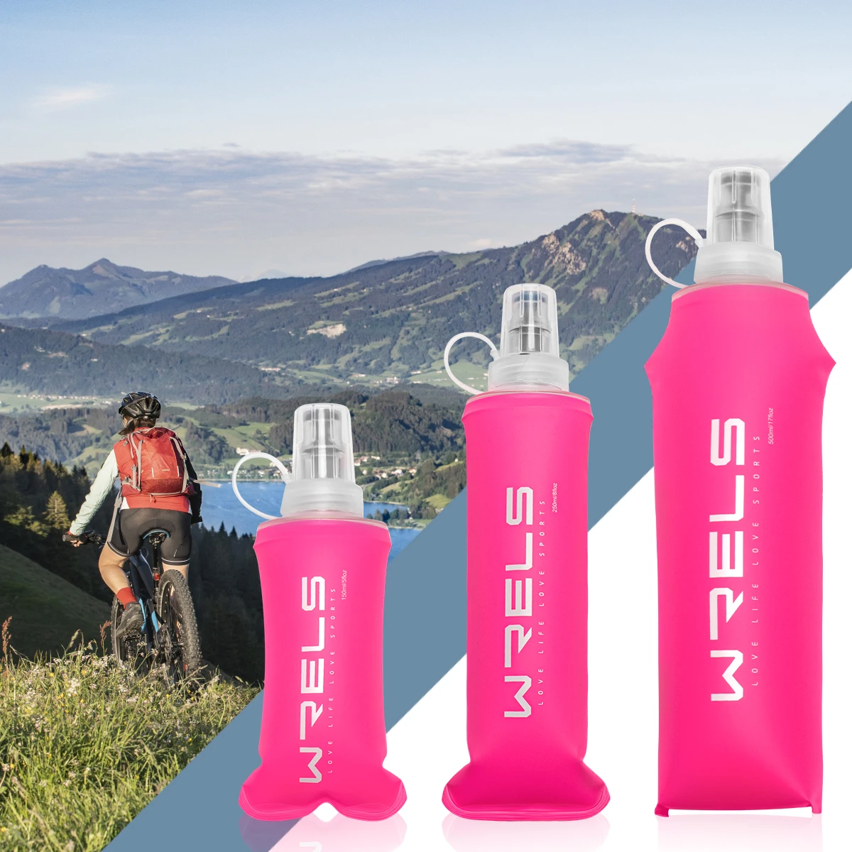 WRELS TPU faltbare Wasserflasche, Klettern, weiche Flasche, Sport-Wasserbeutel, faltbare Silikon-Wasserflasche, BPA-frei, Outdoor-Sportarten Image