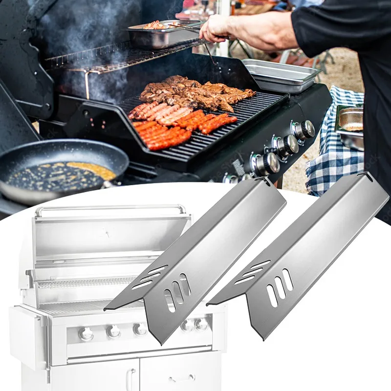 Universelle 15-Zoll-Grill-Hitzeschilde aus Edelstahl für Gasgrill-Brenner, Flammenschutz, Grill-Ersatzteile
