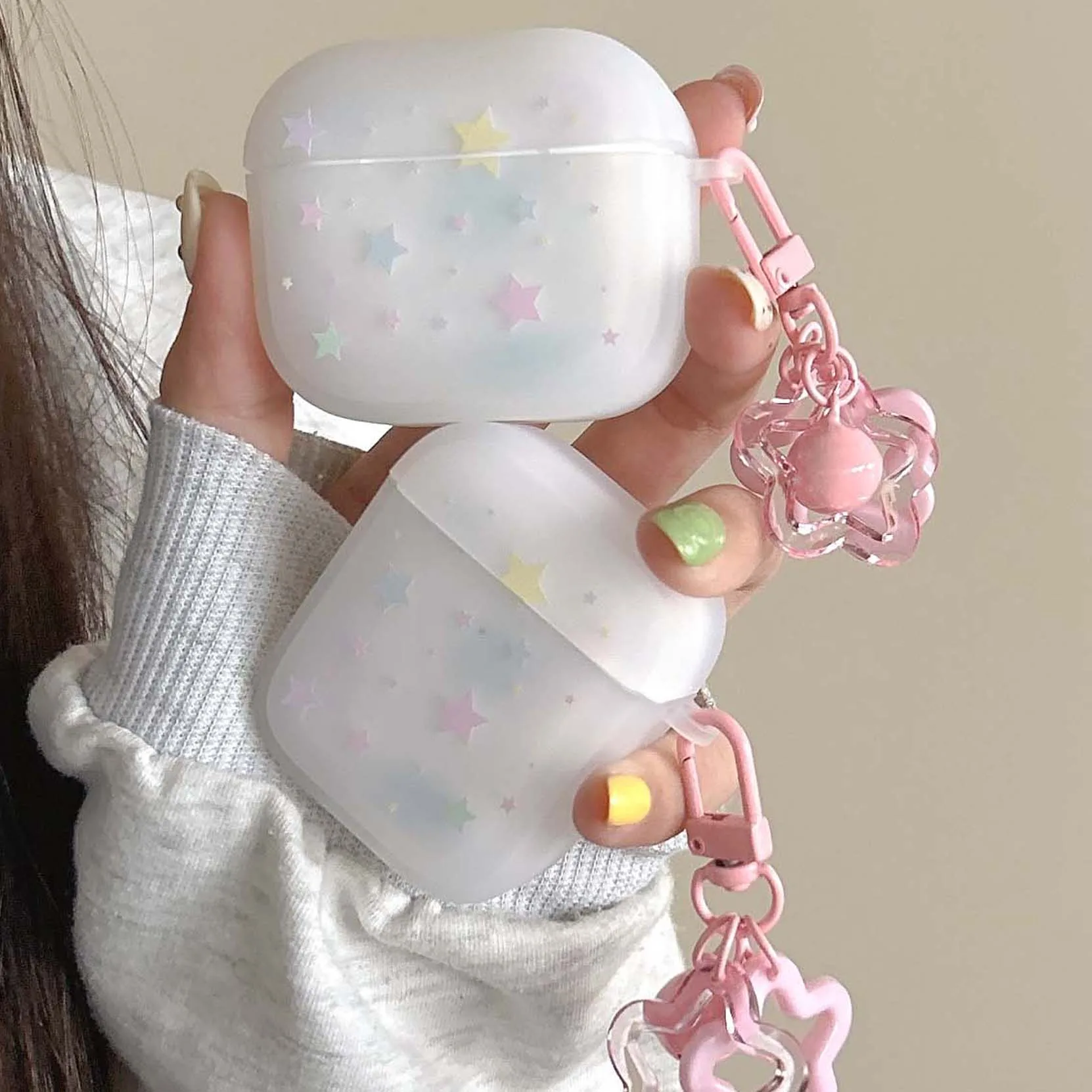 Matte bunte Sterne ins stoß feste Anhänger Kristall coole Kopfhörer hülle für Apple Airpods 1 3 Pro 2. 2 drahtlose Bluetooth-Box Image