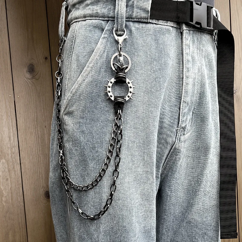 Punk Rock Metall geschichtete Kette Schlüsselanhänger Unisex Taille Schlüsselanhänger für Geldbörse Jeans Hip-Hop Hosen modische Gürtel Kette Schmuck Acc Image