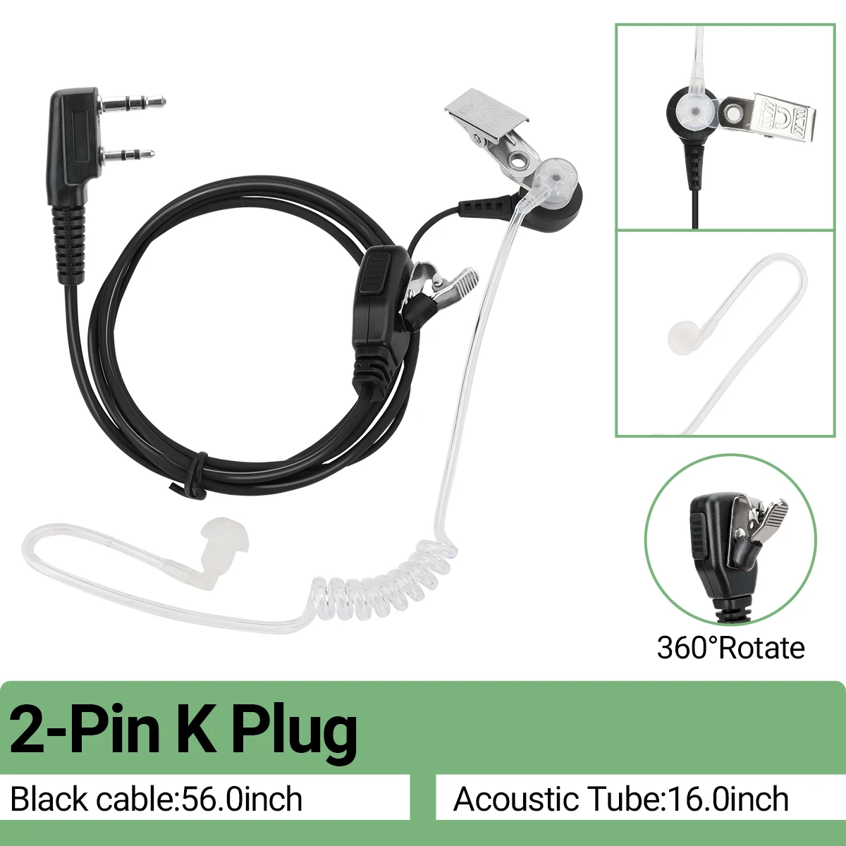 Verdeckte akustische Luft schlauch Headset Ohrhörer Sicherheit Kopfhörer 2 Pin k Port ptt Mikrofon Kopfhörer Mikrofon Ohrhörer Walkie Talkie Radio Image