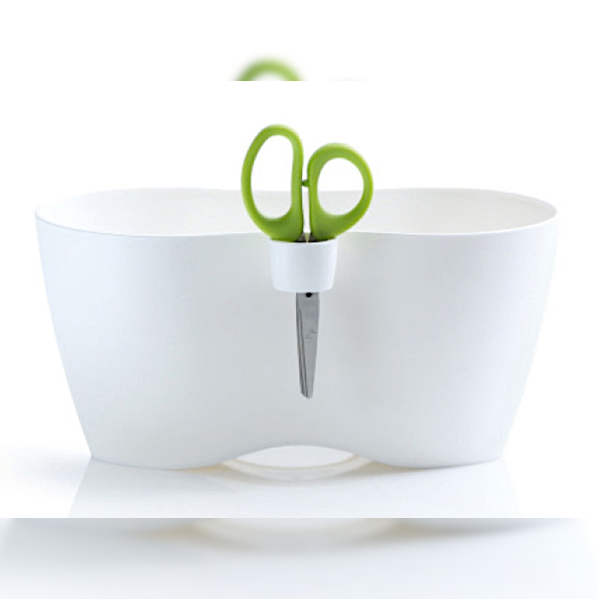 Prosperplast Kräutertopf weiß limes dublo mit Kräuterschere Blumentopf Pflanztopf Image