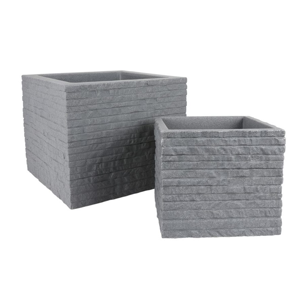 Ziegel-Pflanzkübel-Set grau Blumentopf Pflanztopf Blumenkübel Übertopf Kübelset Grau Image