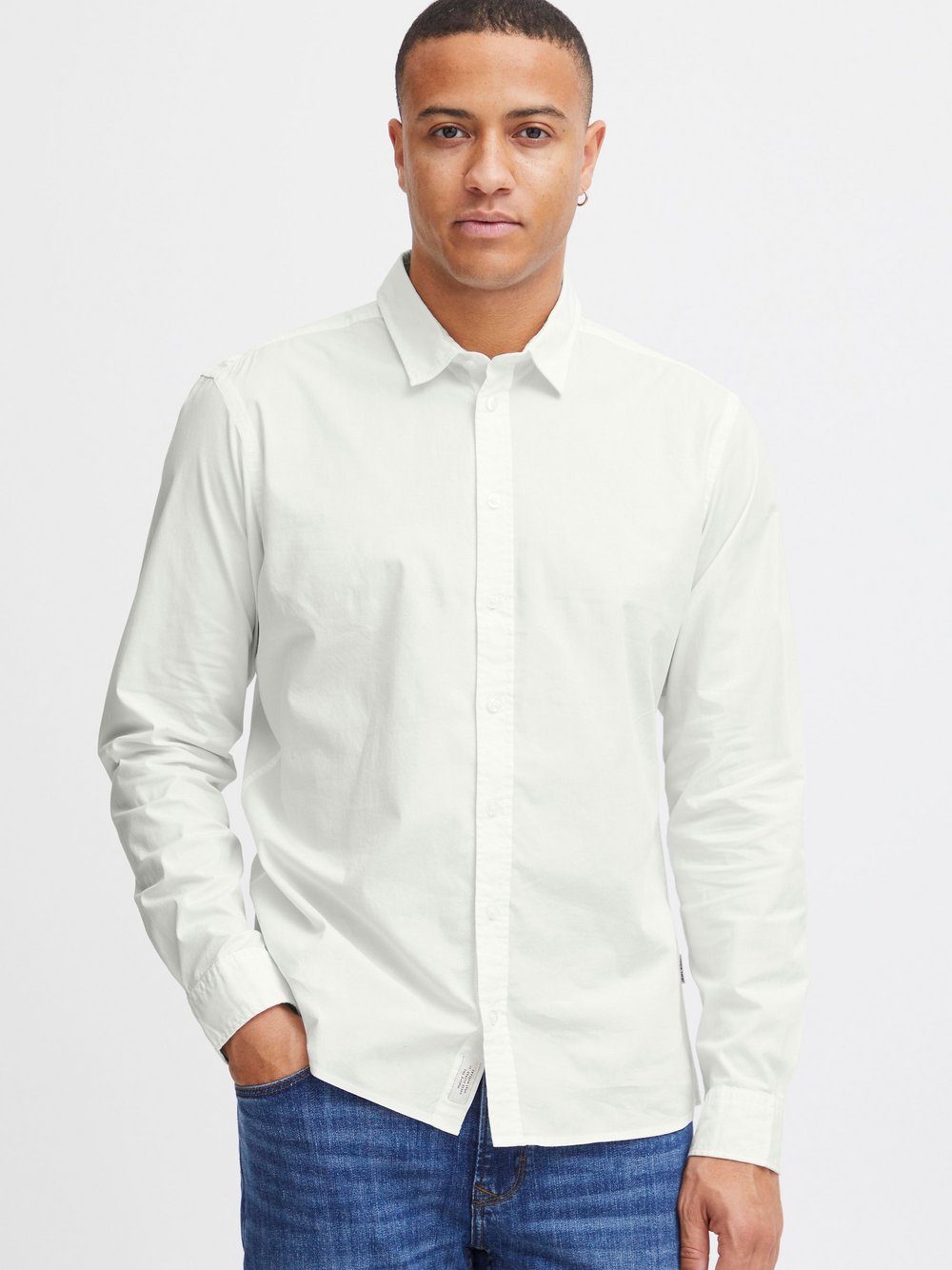 BLEND Langarmhemd Herren Regular Fit Baumwolle weiß, XXL Image