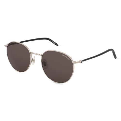 Montblanc MB0343SA Herren-Sonnenbrille Vollrand Rund Metall-Gestell, silber