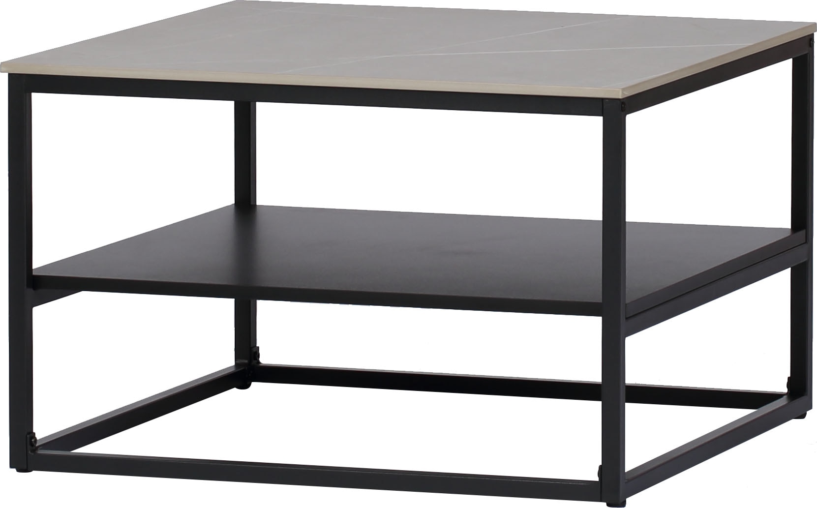 Couchtisch HELA "HUGO", grau (marmoroptik grau matt, schwarz, schwarz, marmoroptik grau matt), B/H/T: 70cm x 45cm x 70cm, Tische, Couchtisch, Couchtisch; quadratisch; Sintered Stone; Ablageboden