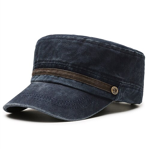 Herren Schiebermütze Sonnenhut Trucker-Kappe Marineblau Kaki Baumwolle Mode Lässig Straße Täglich Einfarbig Verstellbar Sonnenschutz Atmungsaktiv Image