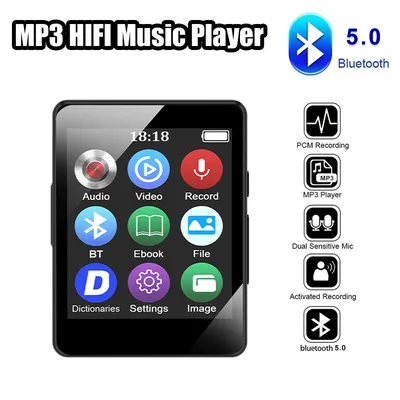 Portable MP3 Player Bluetooth 5.0 Music Stereo Speaker Mini MP4 Video Playback With LED Screen FM