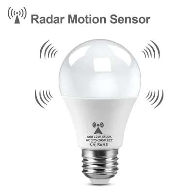 Microwave Radar Detection LED Light Bulb 220V E27 12W Radar Motion Induction Lamp Built-in