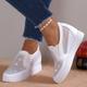 Women's White Slip-On Sneakers with Rhinestone Mesh Design - Comfortable and Stylish for Casual Wear