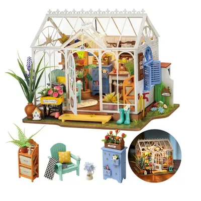 Robotime Rolife Dreamy Garden House 3D Puzzle DIY Miniature Dollhouse Kit Crafts Hobbies Bookshelf