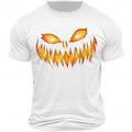Halloween Smorfia Nero Bianco Grigio scuro maglietta Per uomo Grafico 100% cotone Camicia Sportivo Classico Camicia Manica corta Maglietta comoda Estate Primavera Abbigliamento di stilista S M L XL